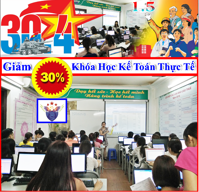 Giảm tới 30% học phí khóa học thực hành kế toán thực tế