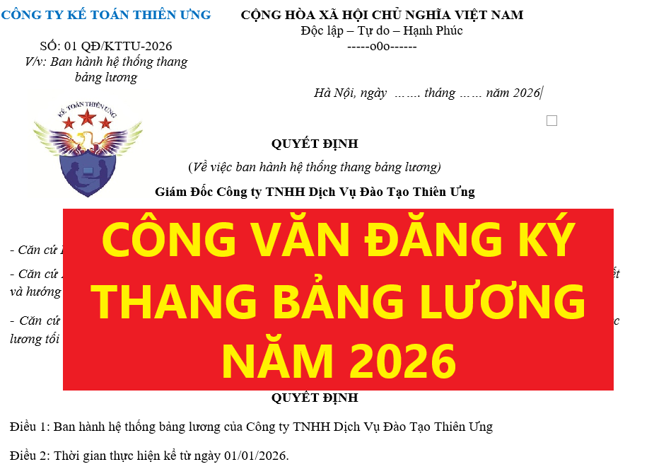 Công văn đăng ký thang bảng lương mới nhất 2026