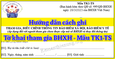 cách viết mẫu tk1-ts tờ khai tham gia bhxh