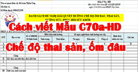 Cách viết mẫu c70a-hd thai sản