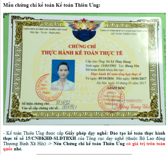 học chứng chỉ kế toán thiên ưng học chứng chỉ kế toán thiên ưng