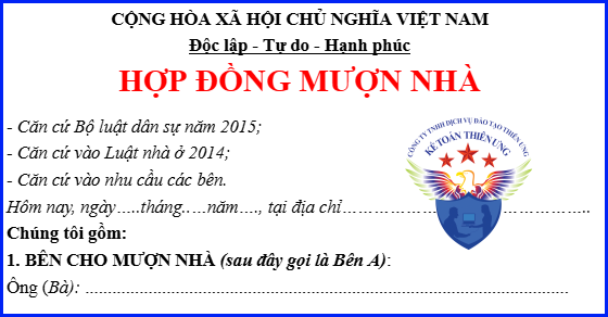 Mẫu hợp đồng mượn nhà làm văn phòng