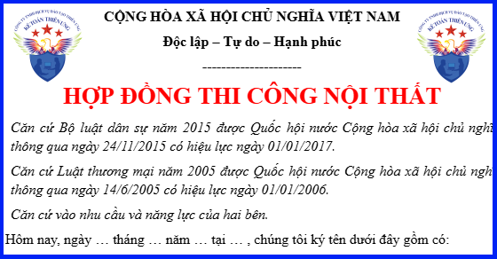 Mẫu hợp đồng thi công nội thất