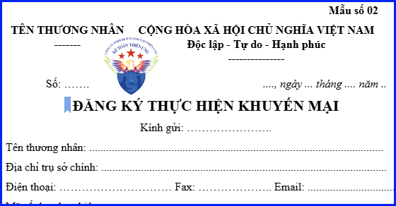 Mẫu số 02 - đăng ký thực hiện khuyến mại