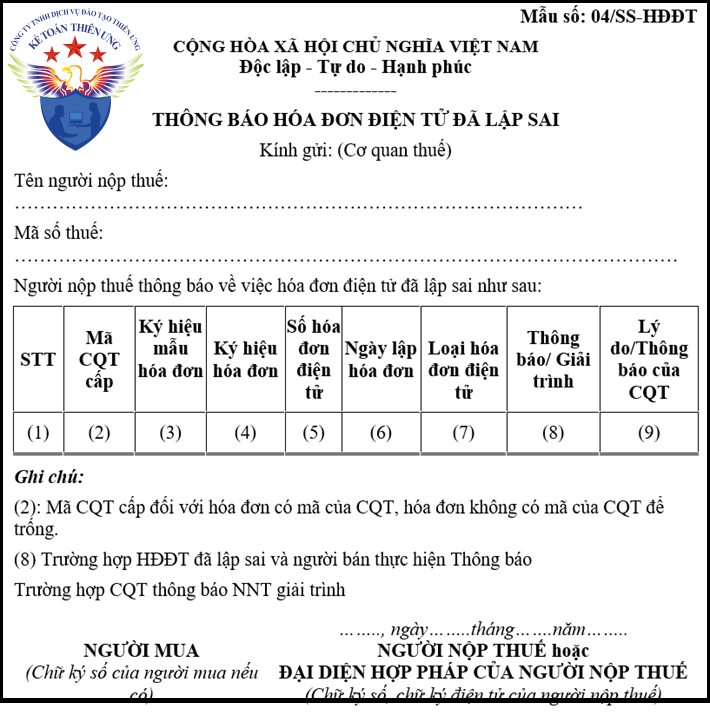 Mẫu số 04/SS-HĐĐT Phụ lục IA 