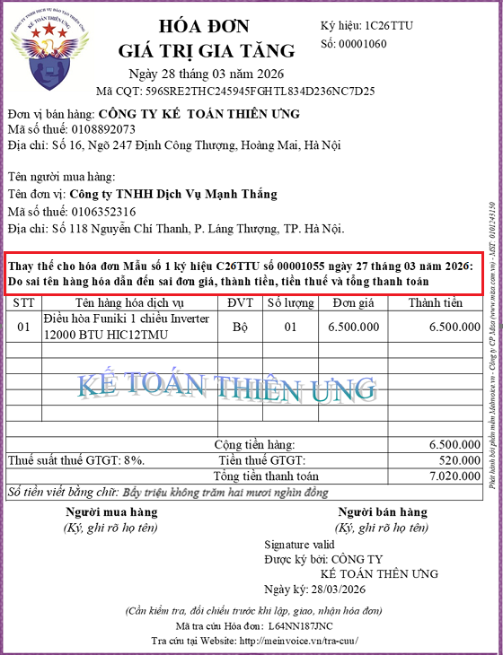 Hóa đơn điện tử thay thế