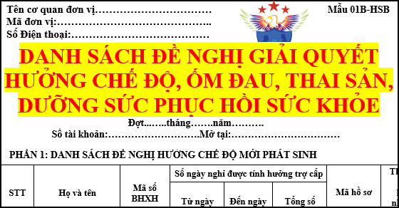 Mẫu đề nghị giải quyết hưởng chế độ ốm đau, thai sản, dưỡng sức mới nhất