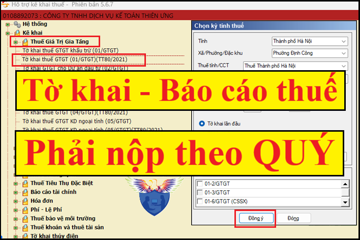 Các tờ khai báo cáo thuế phải nộp theo quý