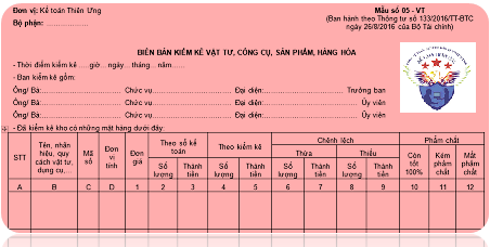 biên bản kiểm kê vật tư hàng hóa