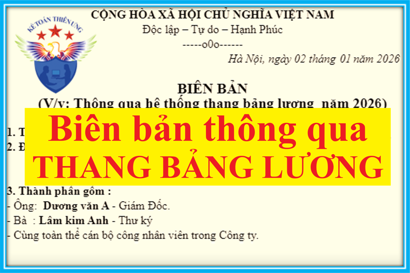 Mẫu biên bản thông qua thang bảng lương 2026