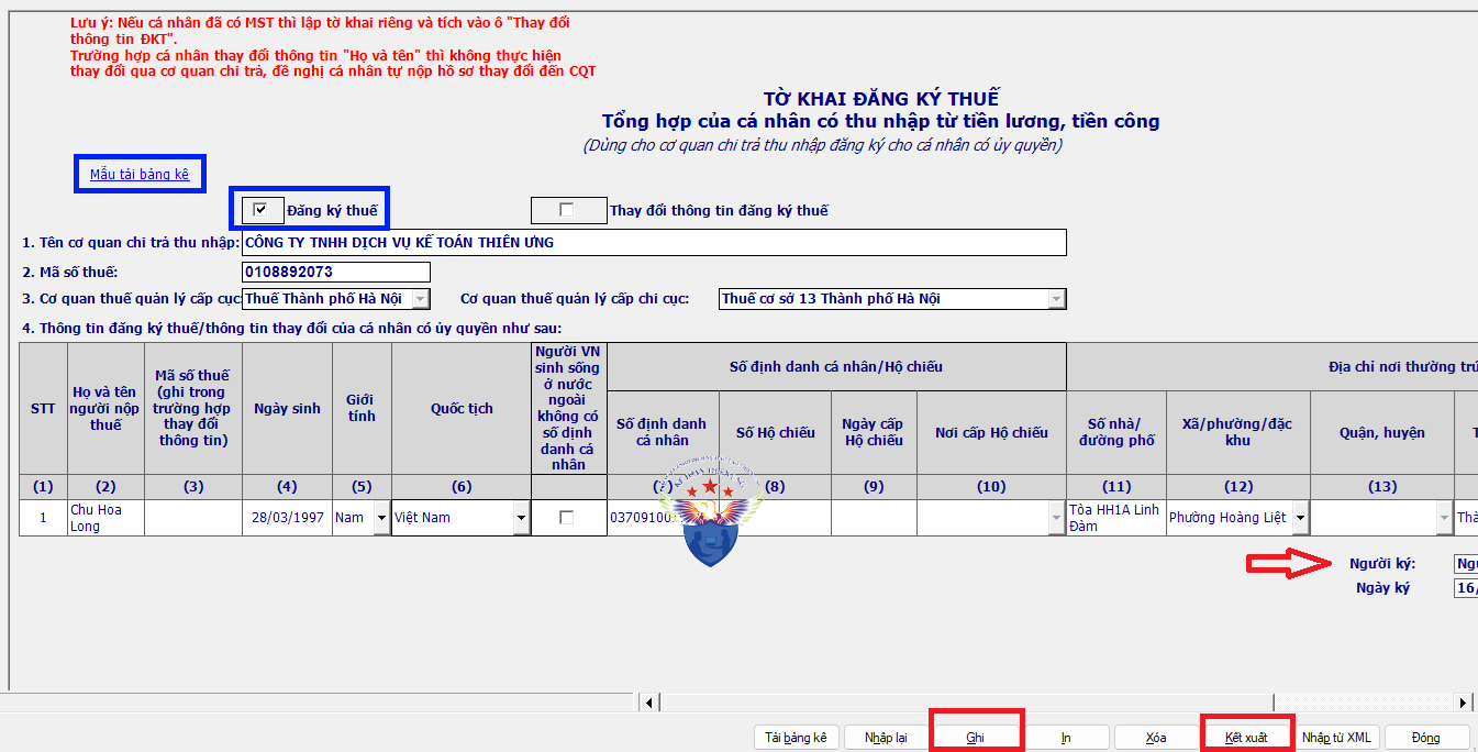 cách đăng ký mã số thuế cá nhân trên htkk