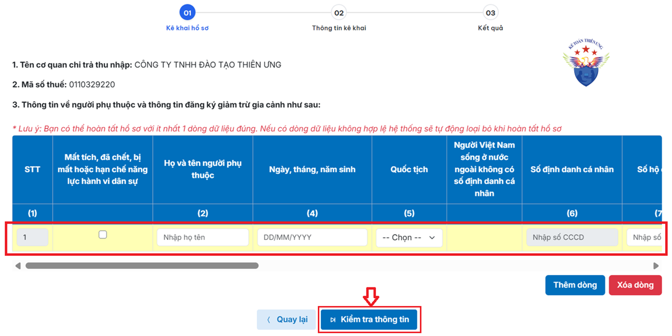 cách đăng ký giảm trừ gia cảnh trên thuedientu