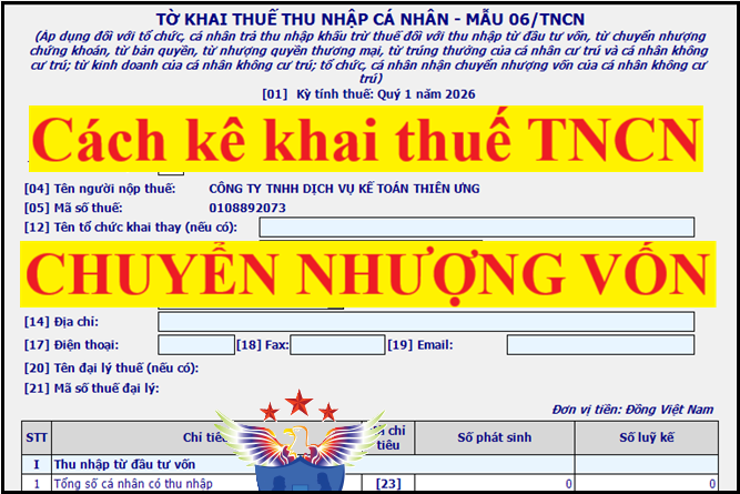 kê khai thuế tncn chuyện nhượng vốn
