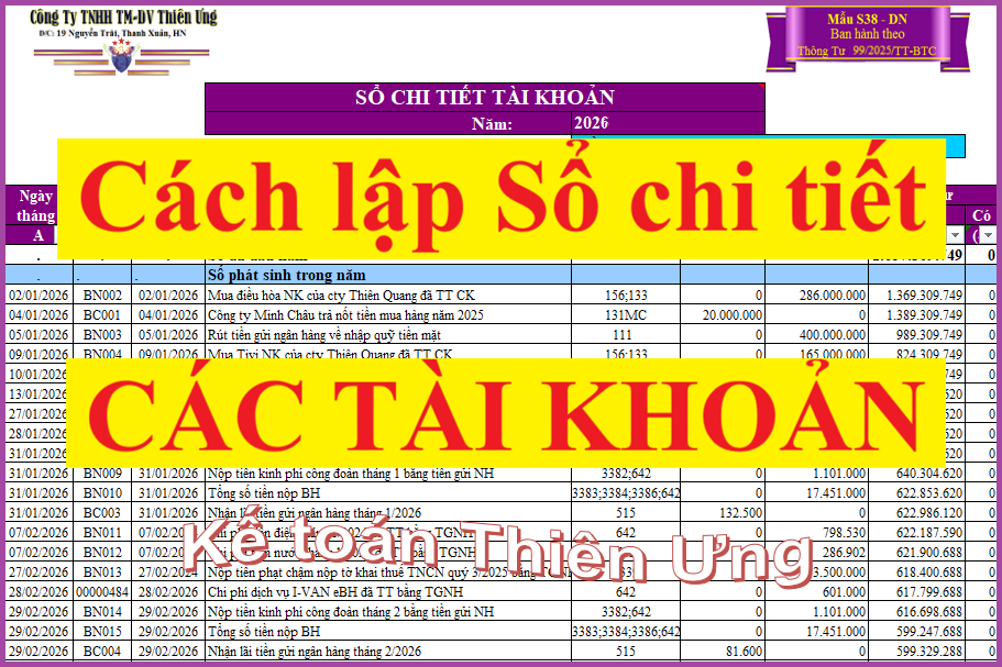 cách lập sổ chi tiết các tài khoản