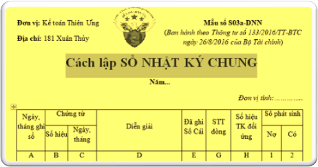 cách lập sổ nhật ký chung theo mẫu