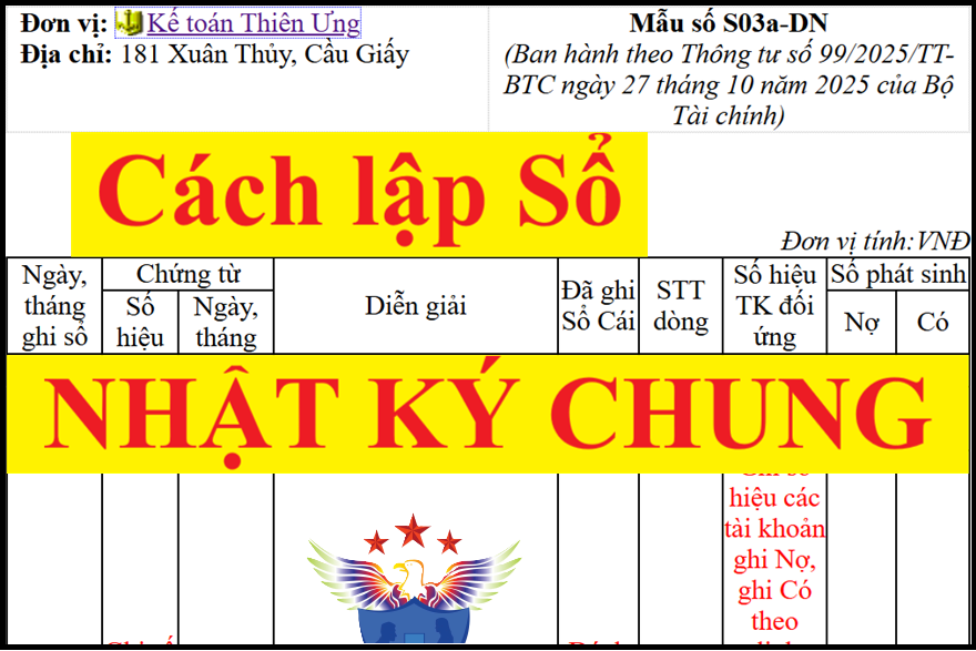 cách lập sổ nhật ký chung theo mẫu