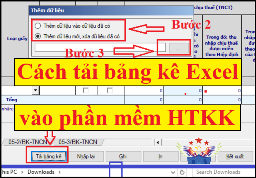 cách tải file excel vào htkk