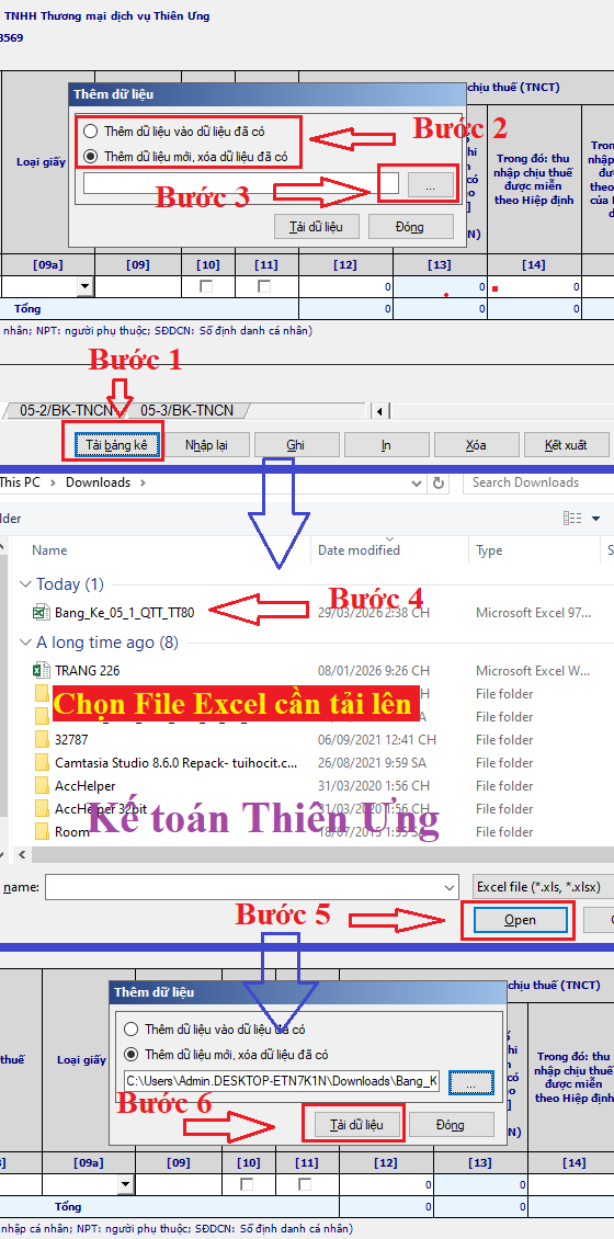 cách tải bảng kê từ excel vào phần mềm HTKK