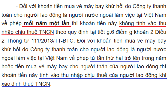 Chi phí vé máy bay cho chuyên gia nước ngoài