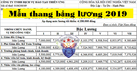 hệ thống thang bảng lương năm 2019 excel hệ thống thang bảng lương năm 2019 excel