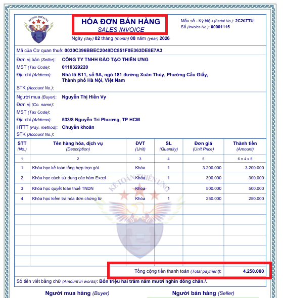 Hóa đơn bán hàng