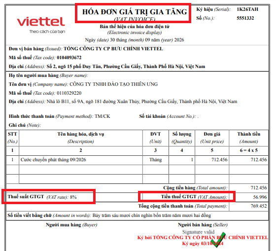 Hóa đơn giá trị gia tăng