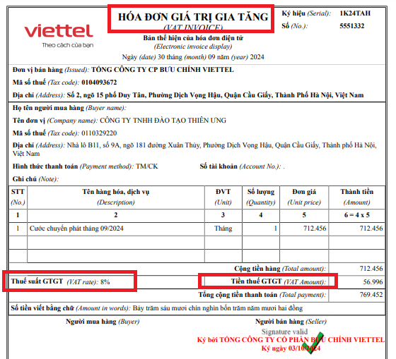 Hóa đơn giá trị gia tăng