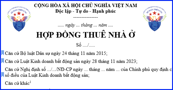 Mẫu hợp đồng cho thuê nhà mặt đất