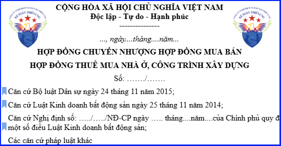 Mẫu hợp đồng chuyển nhượng mua bán cho thuê nhà ở công trình xây dựng