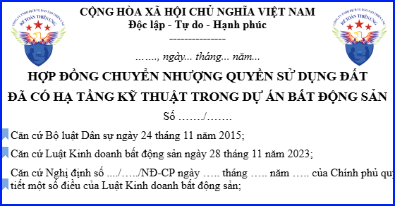 Mẫu hợp đồng chuyển nhượng quyền sử dụng đất đã có hạ tầng kỹ thuật trong dự án bất động sản