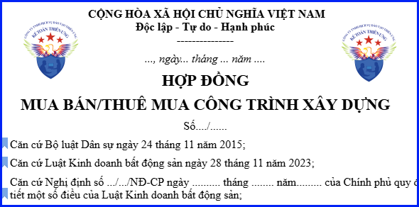 Mẫu hợp đồng mua bán cho thuê công trình xây dựng