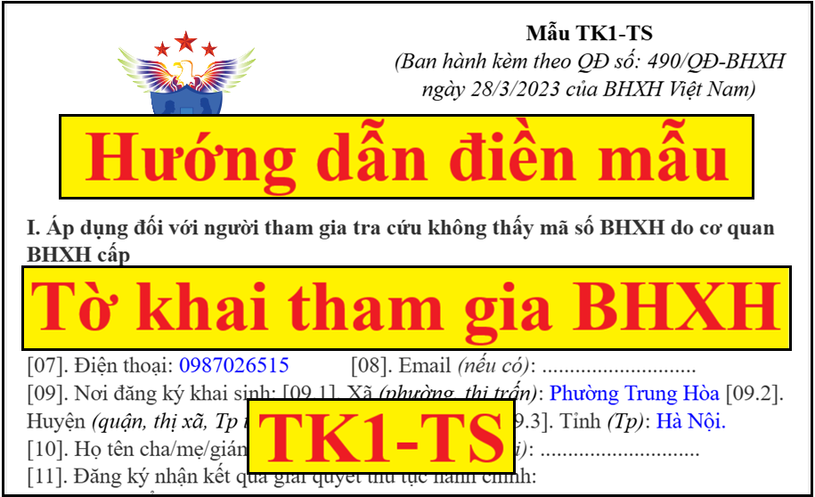 cách viết mẫu tk1-ts tờ khai tham gia bhxh