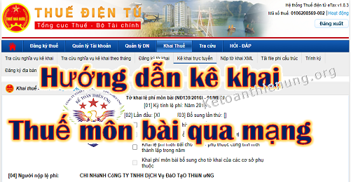 hướng dẫn kê khai thuế môn bài