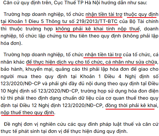 Kê khai thuế đối với tiền tài trợ Kê khai thuế đối với tiền tài trợ