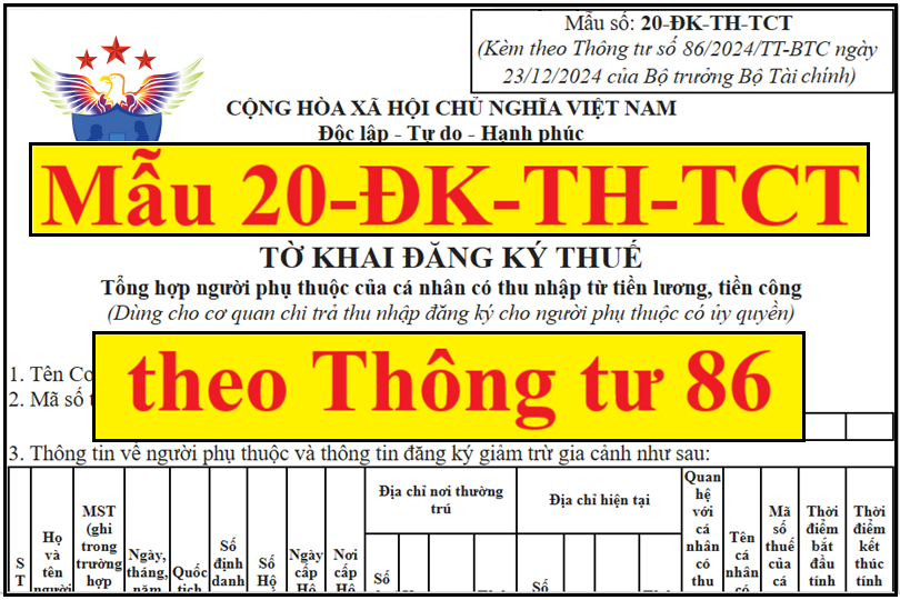Mẫu tờ khai 20-đk-th-tct theo thông tư 86