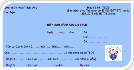 biên bản đánh giá lại tài sản cố định