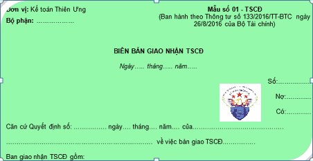 biên bản giao nhận tài sản cố định