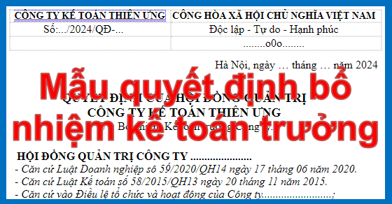 Quyết định bổ nhiệm kế toán trưởng