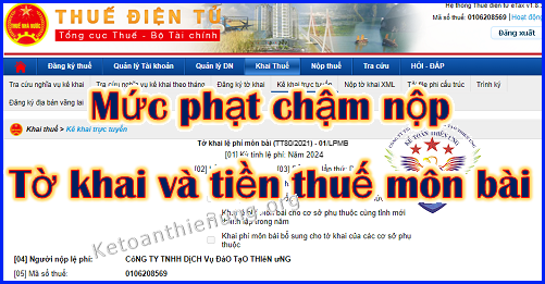 mức phạt nộp chậm tờ khai thuế môn bài