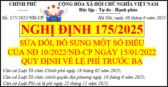 Nghị định số 175 quy định về lệ phí trước bạ 2025