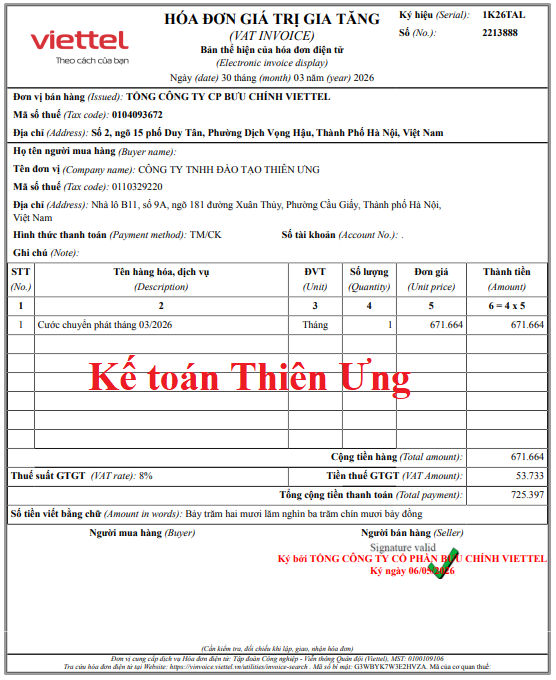 những nội dung bắt buộc trên hóa đơn