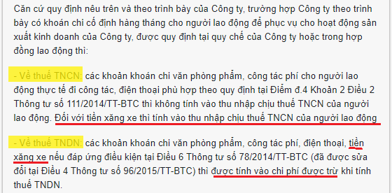 Phục cấp xăng xe chịu thuế tncn Phục cấp xăng xe chịu thuế tncn