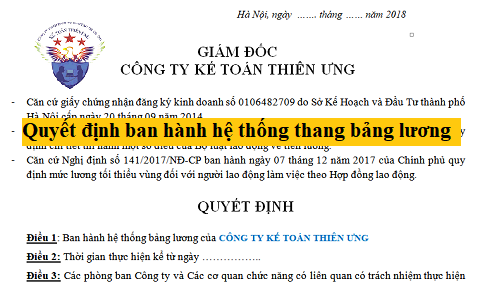 mẫu quyết định ban hành thang bảng lương mẫu quyết định ban hành thang bảng lương