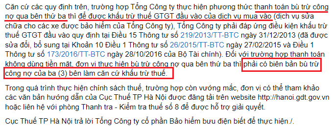 Thanh toán bù trừ công nợ