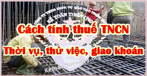 Cách tính thuế TNCN thời vụ - giao khoán - thử việc - dịch vụ