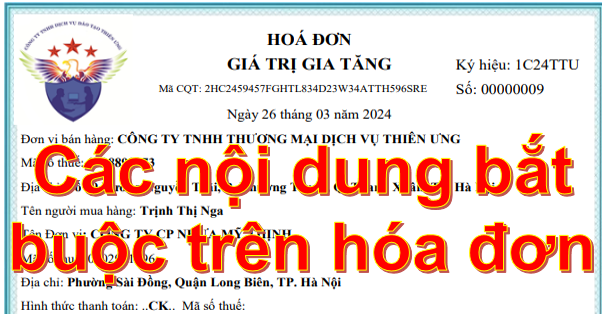 Những nội dung bắt buộc trên hóa đơn GTGT - HĐ bán hàng - Điện tử