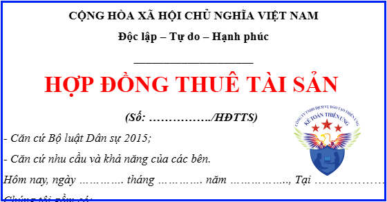 Mẫu hợp đồng thuê tài sản dành cho doanh nghiệp mới nhất