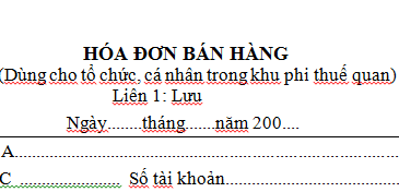 Mẫu Hóa đơn bán hàng trong khu phi thuế quan Mẫu số 07KPTQ