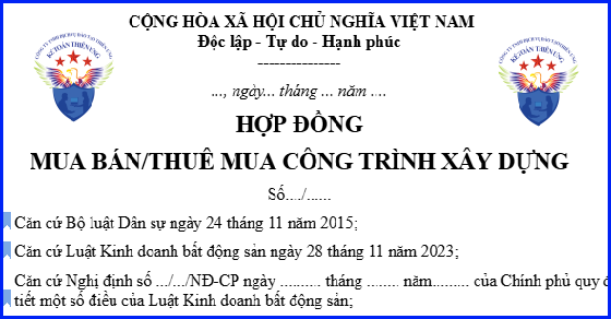 Mẫu hợp đồng mua bán cho thuê công trình xây dựng theo Nghị định 96/2024/NĐ-CP