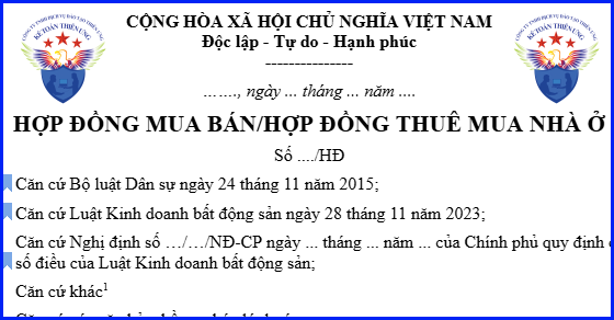 Mẫu hợp đồng mua bán cho thuê nhà mặt đất theo nghị định 96/2024/NĐ-CP